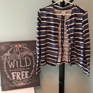 Dressbarn blue and white striped blazer jacket M